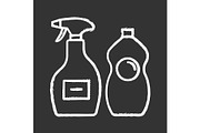 Cleaning chemicals chalk icon