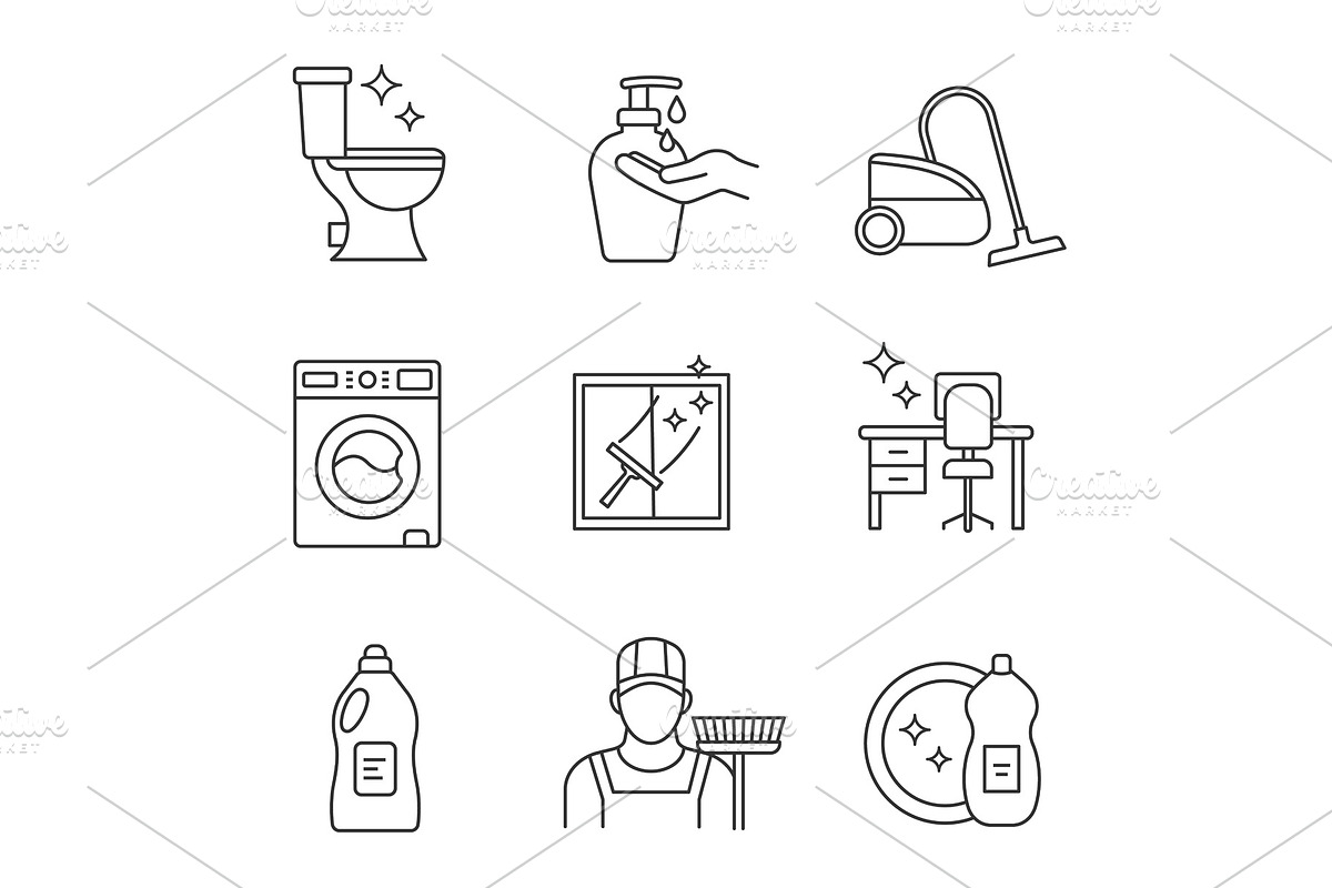 Cleaning service linear icons set in Icons - product preview 8