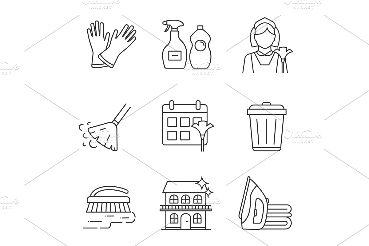 Cleaning service linear icons set in Icons - product preview 8