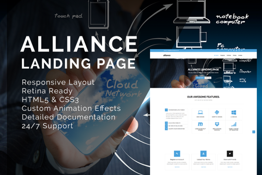 Alliance Landing Page Template in Landing Page Templates - product preview 8