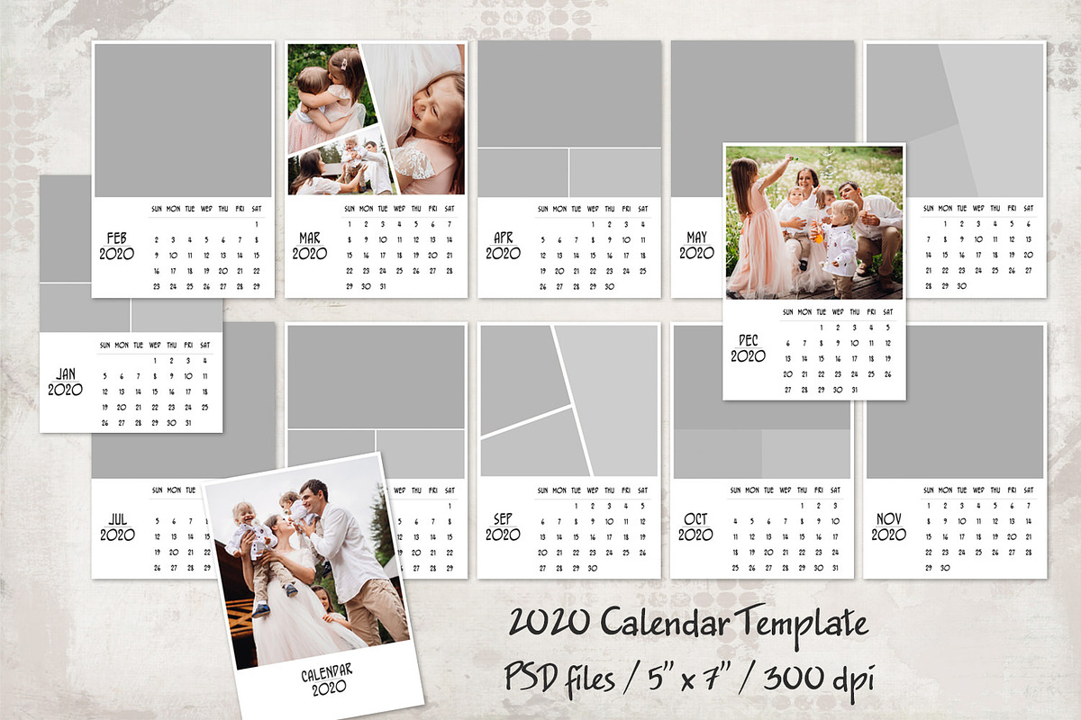 2020 Calendar Template 5" x 7" in Card Templates - product preview 8