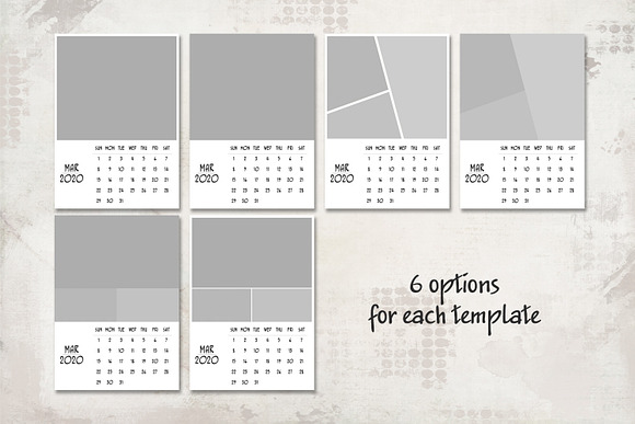 2020 Calendar Template 5" x 7" in Card Templates - product preview 2