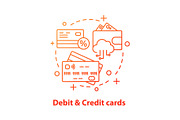 Debit and credit cards concept icon