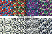 Vivid abstract doodle pattern set