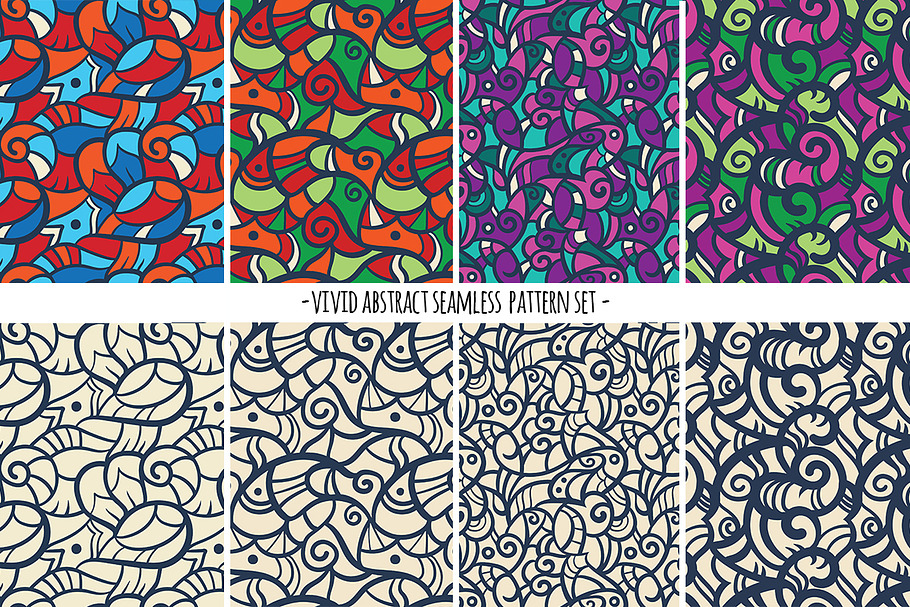 Vivid abstract doodle pattern set in Patterns - product preview 8