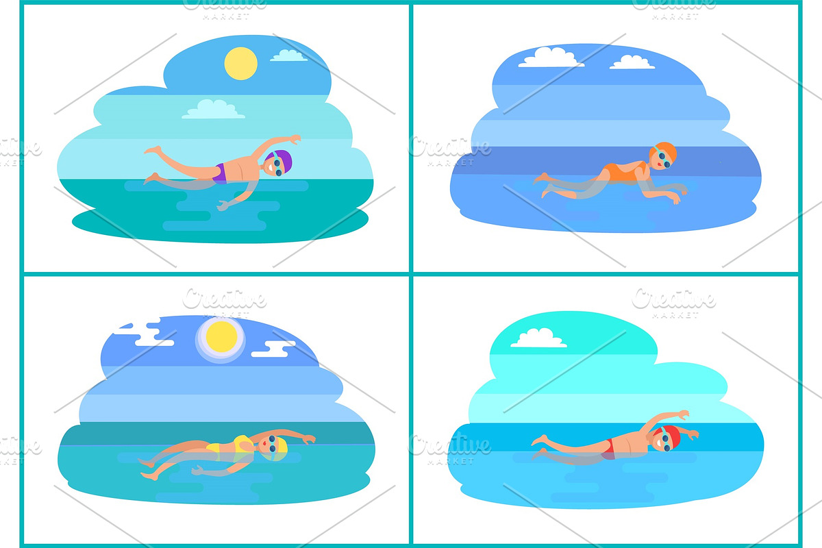 Breaststroke Butterfly Styles Vector in Illustrations - product preview 8
