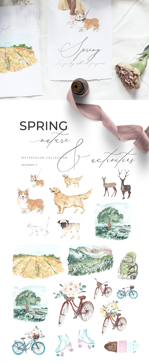 SPRING AESTHETICS + Picnic clipart in Illustrations - product preview 1
