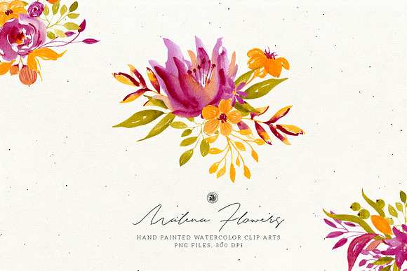 Malena Watercolor Flowers in Illustrations - product preview 1