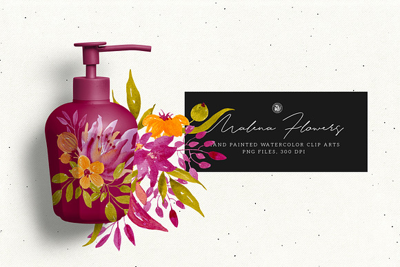 Malena Watercolor Flowers in Illustrations - product preview 3