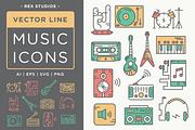 Vector Line Music Icons