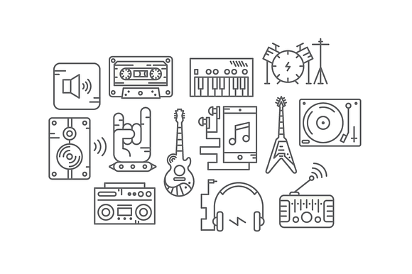 Vector Line Music Icons in Cat Icons - product preview 2