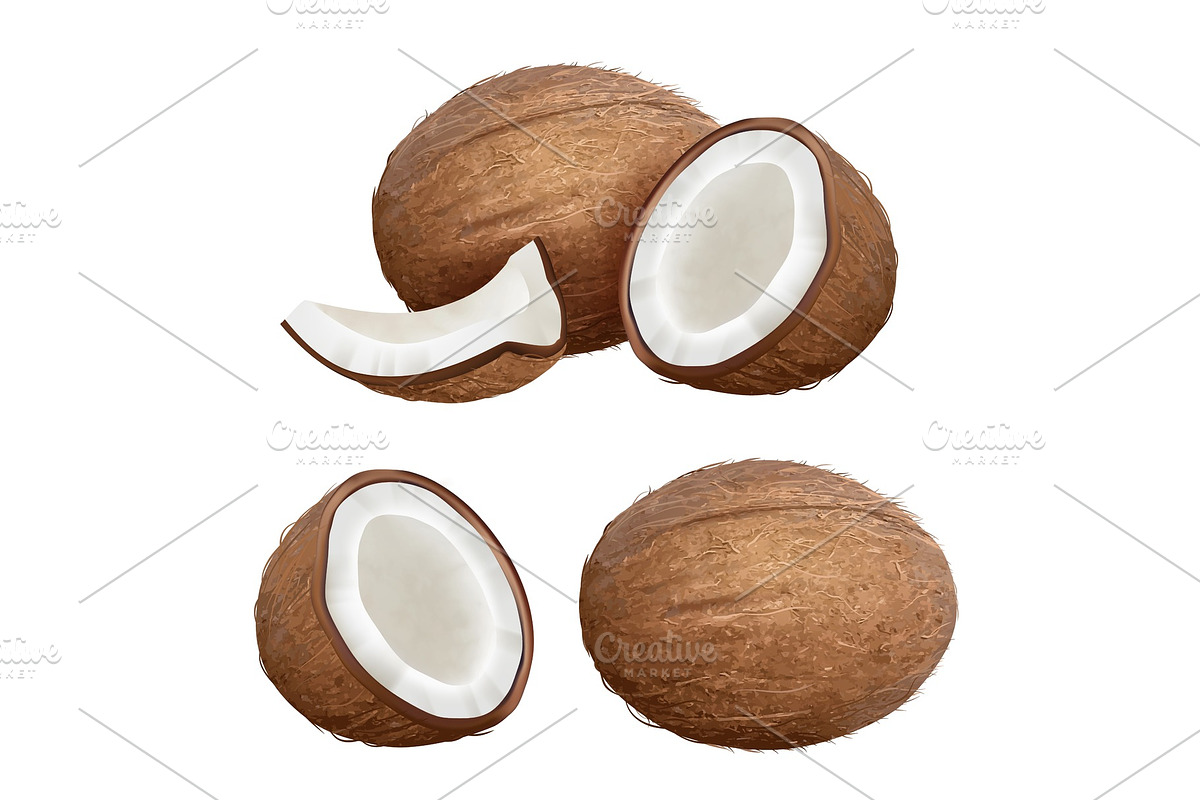 Coconut realistic. Tropical closeup in Graphics - product preview 8