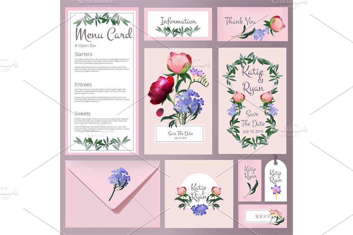 Wedding cards. Floral cards in Graphics - product preview 8