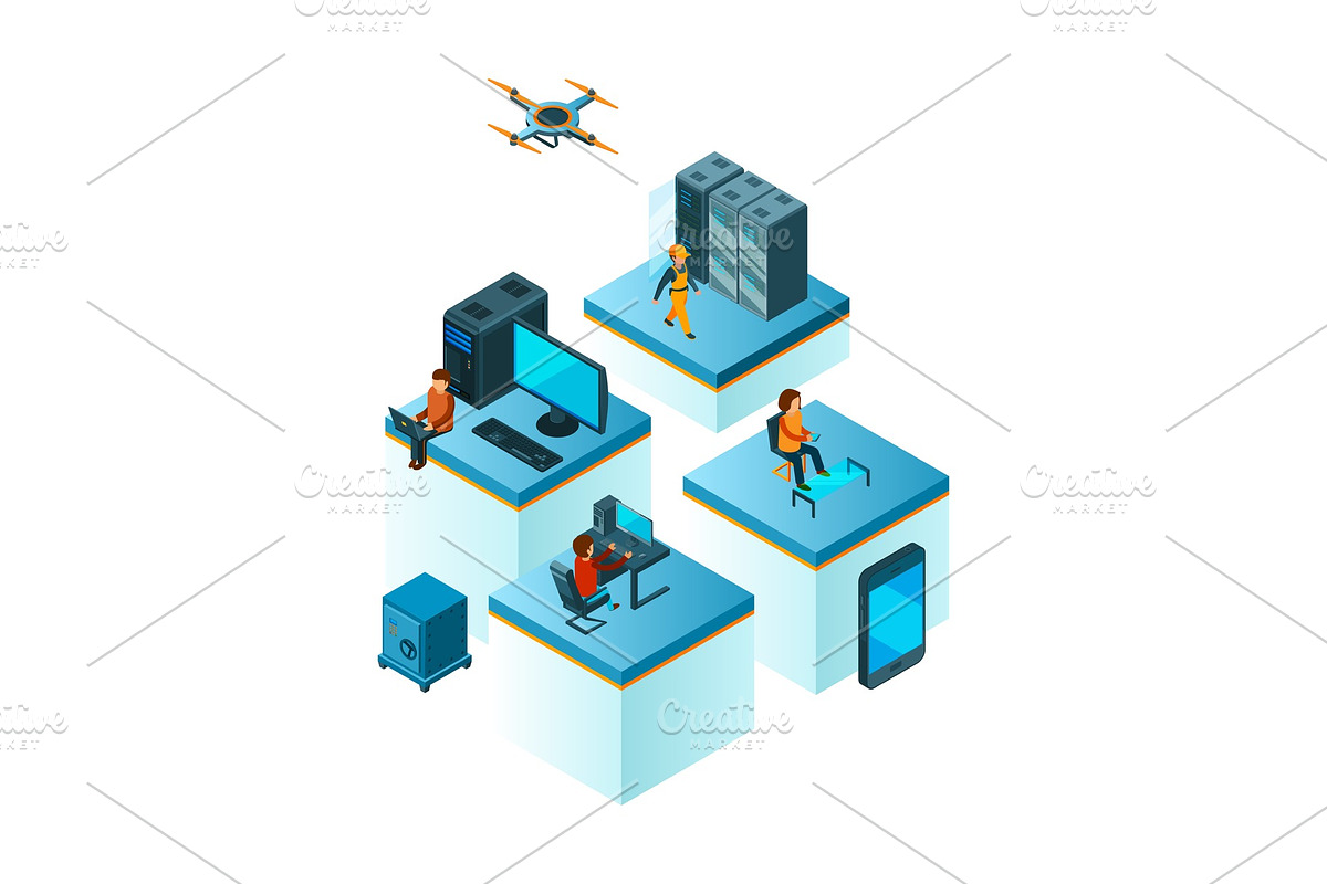 Business team isometric. Coworking in Graphics - product preview 8