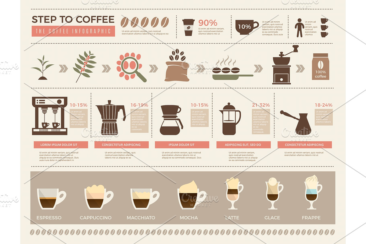 Coffee infographic. Processes stages in Graphics - product preview 8