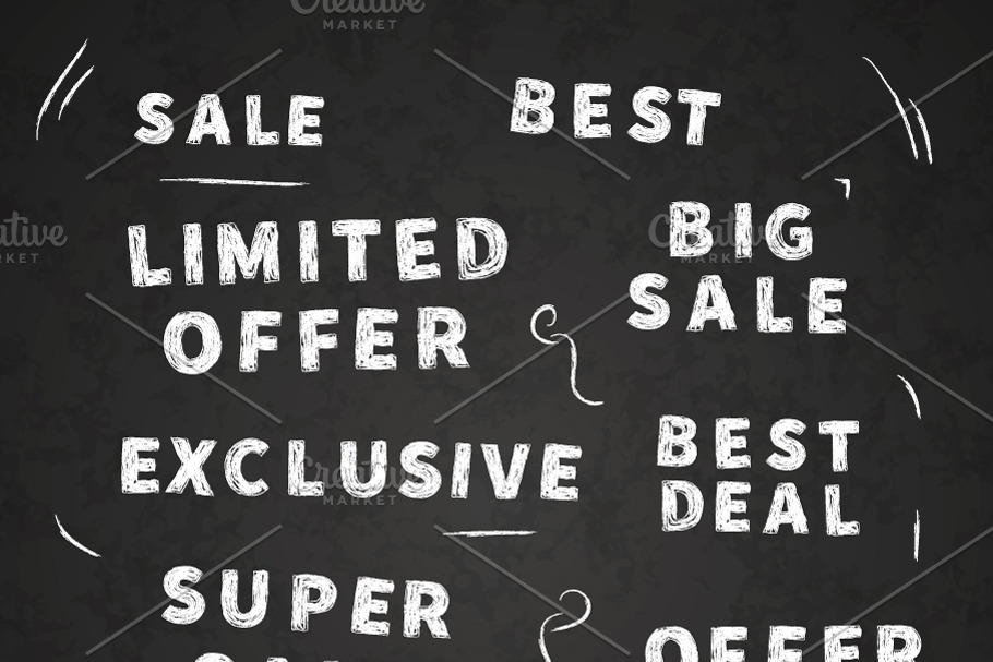 Chalk hand drawn promotion slogans in Objects - product preview 8