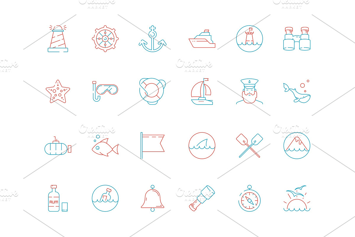 Marine icon collection. Nautical sea in Graphics - product preview 8
