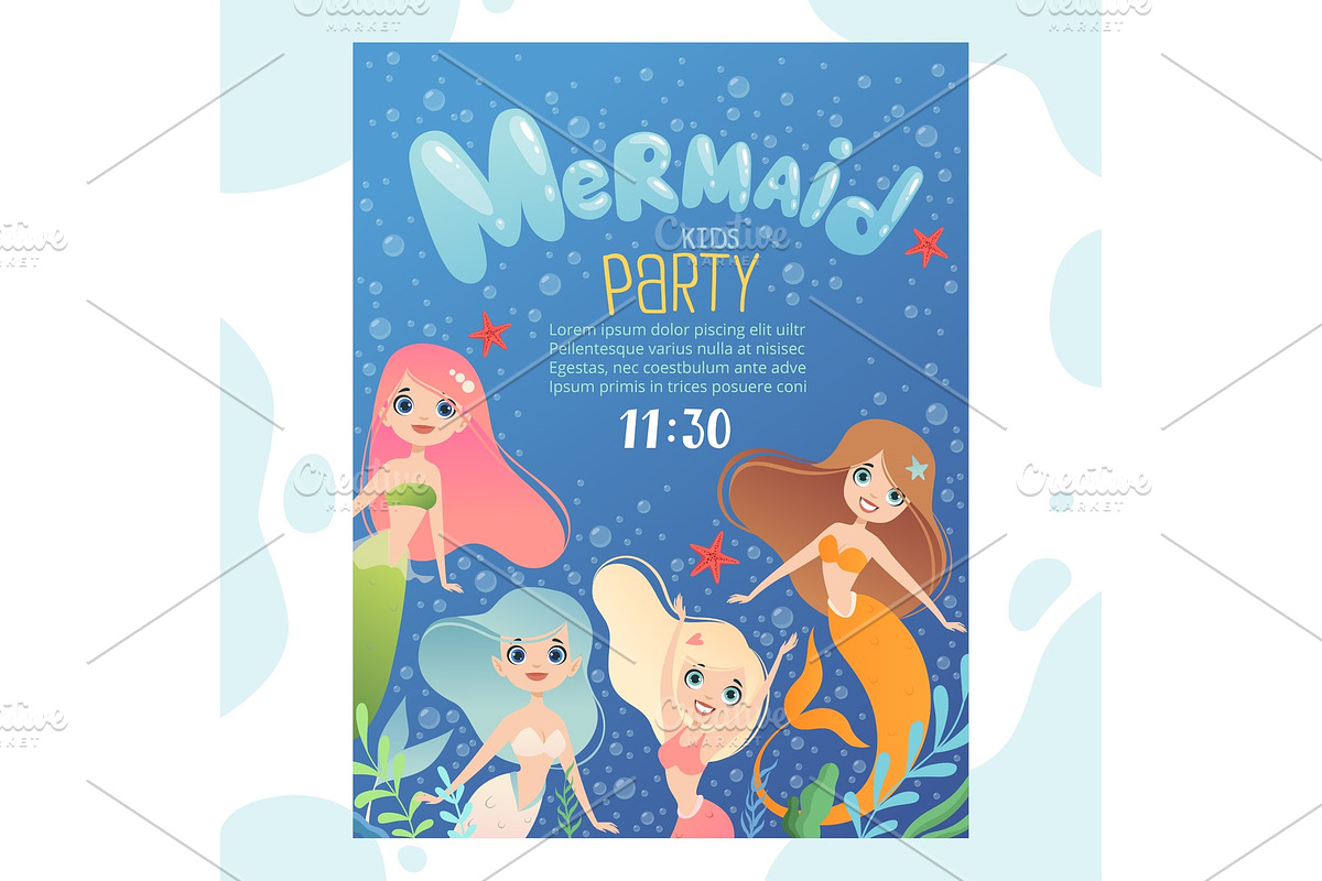 Mermaid party invitation. Design in Graphics - product preview 8