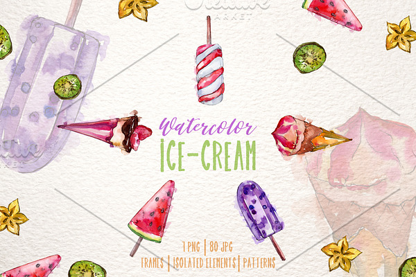 Ice-cream Pleasure Watercolor png