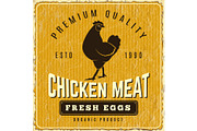 Chicken poster. Fresh farm menu logo
