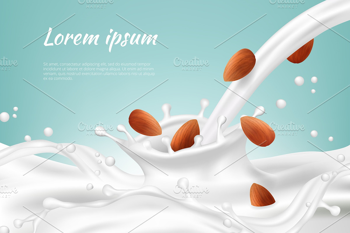 Nuts in milk. Meal beverages nut in Graphics - product preview 8