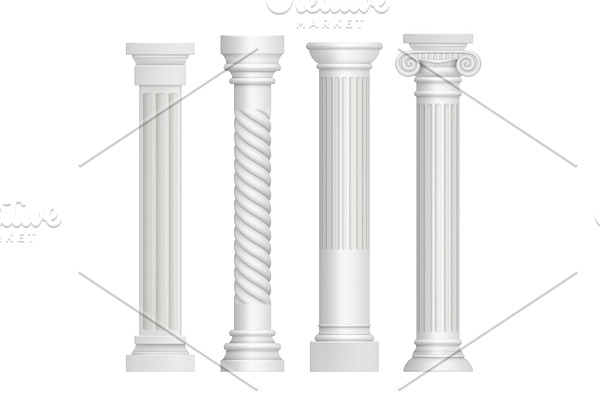 Antique column. Historical greek