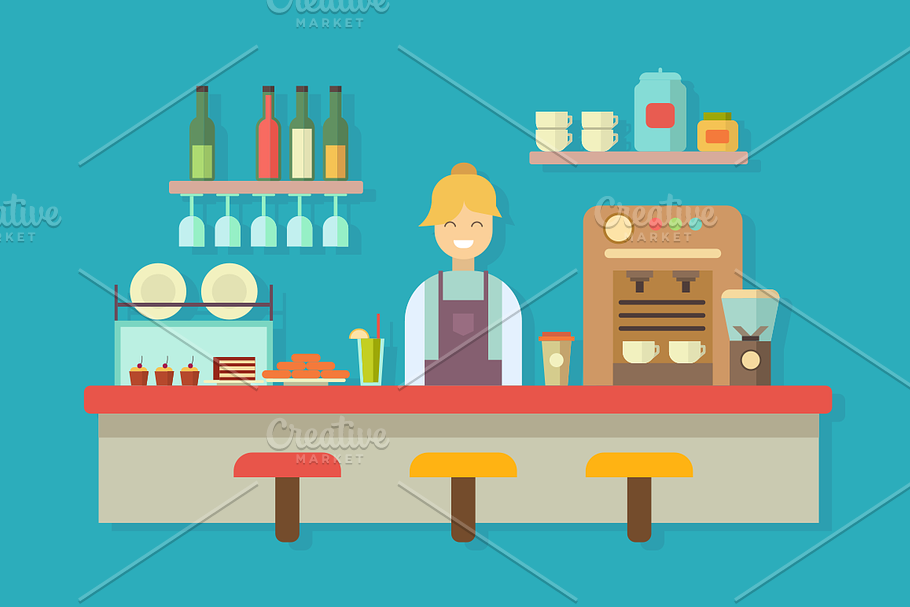 Bar counter in Illustrations - product preview 8