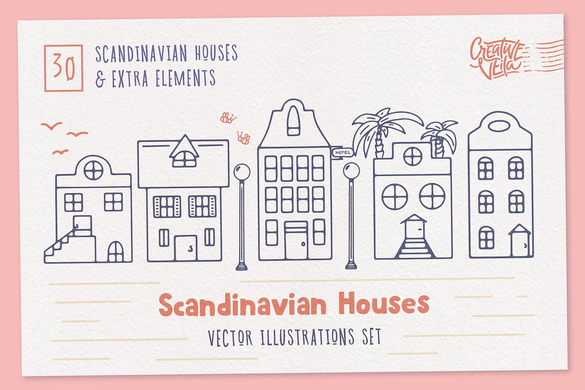 Scandinavian Houses Vector Images in Illustrations - product preview 8