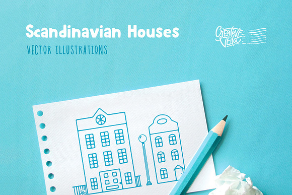Scandinavian Houses Vector Images in Illustrations - product preview 3