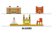 Algiers flat landmarks vector