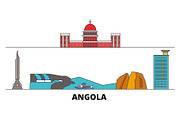 Angola flat landmarks vector