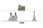 Austria, Linz flat landmarks vector