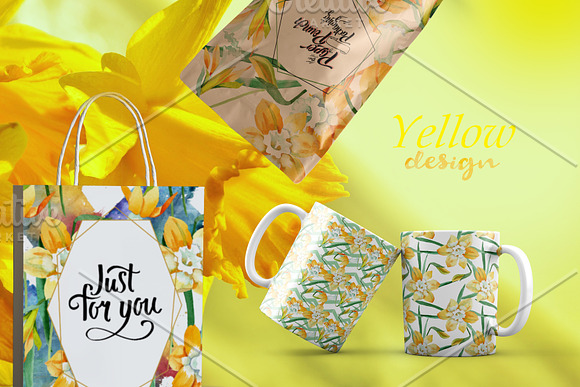 Yellow daffodil Watercolor png in Illustrations - product preview 1