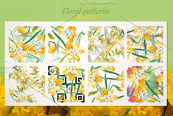 Yellow daffodil Watercolor png in Illustrations - product preview 3