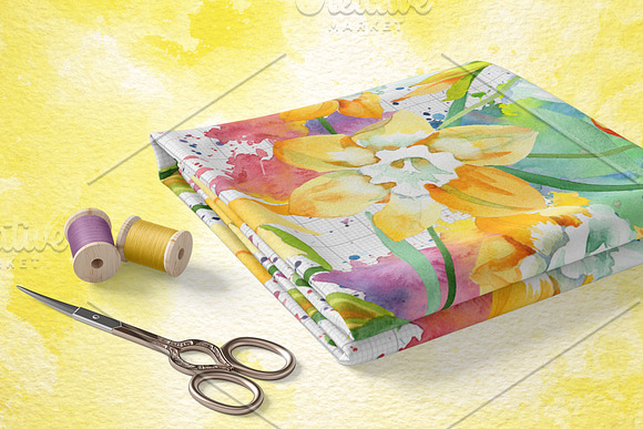 Yellow daffodil Watercolor png in Illustrations - product preview 6
