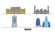 Azerbaijan, Baku flat landmarks