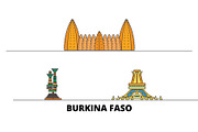 Burkina Faso flat landmarks vector