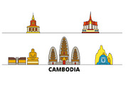 Cambodia flat landmarks vector