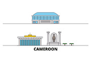 Cameroon flat landmarks vector