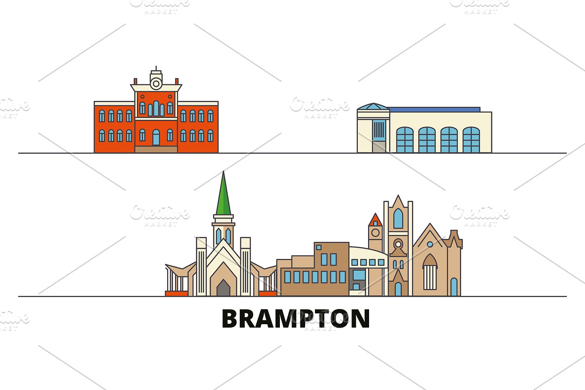 Canada, Brampton flat landmarks in Illustrations - product preview 8