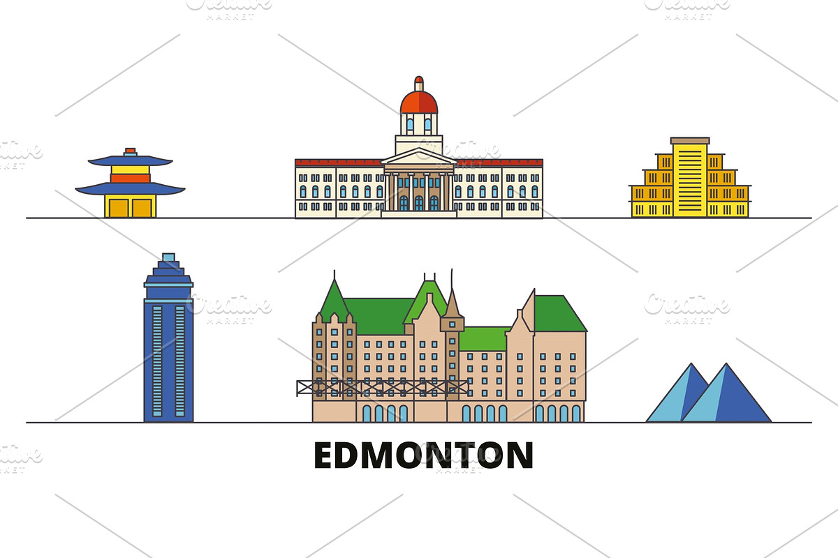 Canada, Edmonton flat landmarks in Illustrations - product preview 8