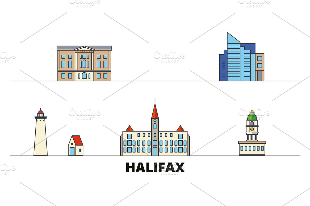 Canada, Halifax flat landmarks in Illustrations - product preview 8