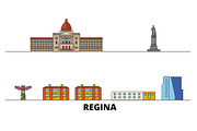 Canada, Regina flat landmarks vector