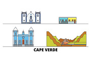 Cape Verde flat landmarks vector