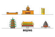 China, Beijing flat landmarks vector
