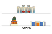 China, Hainan flat landmarks vector