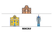 China, Macau flat landmarks vector
