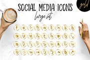 Social Media Icons Set in Gold
