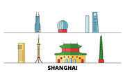 China, Shanghai City flat landmarks