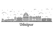 Outline Udaipur India City Skyline